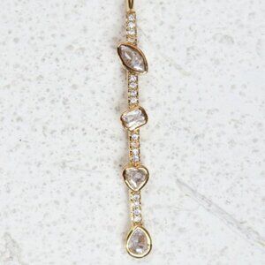KC Chic Gold-Tone Orientation Charm Pendant | Vertical Drop | Bezel-Set Stones